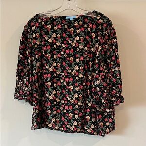 Draper‎ James RSVP - 2X, Black Dainty Floral Blouse